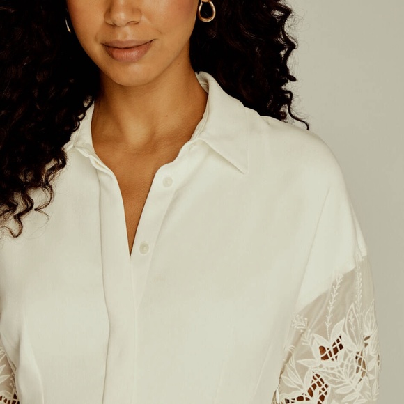 Embroidered Balloon Sleeve Dress - Brand New - NEVER WORN - Egret - Picture 3 of 4